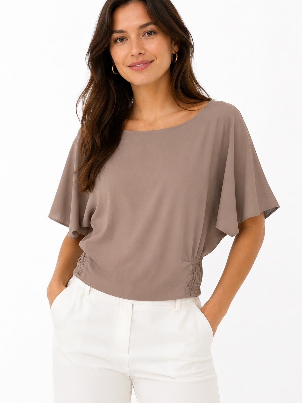 NY & Co. blouse with gathered waist,‎ Size S